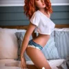 140cm Red Hair Teen Sex Doll Small Breasts Young Tpe Doll In Stock